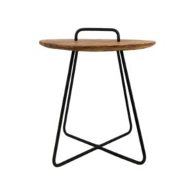 Table d'appoint Madison - teck-fer - Naturel-noir - 45x45x50