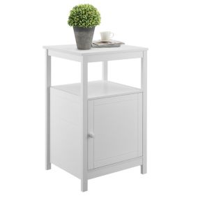 Table d'appoint Merijärvi avec compartiment de stockage à porte 79 x 48 x 39 cm blanc en.casa