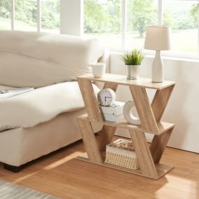 Table d'appoint Nome avec 2 étagères 60 x 22 x 57 cm effet chêne en.casa