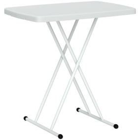 Table d'appoint pliable de jardin hauteur réglable 6 niveaux HDPE métal blanc