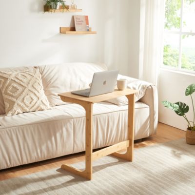 Table d'appoint pour ordinateur portable Hægebostad bambou 65 x 60 x 40 cm naturel en.casa