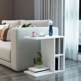 Table d'appoint Ravnsborg avec 2 compartiments de stockage 50 x 50 x 30 cm blanc en.casa