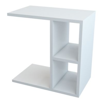 Table d'appoint Ravnsborg avec 2 compartiments de stockage 50 x 50 x 30 cm blanc en.casa