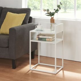 Table d'appoint Riihimäki 65 x 40 x 30 cm blanc mat en.casa