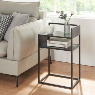 Table d'appoint Riihimäki 65 x 40 x 30 cm noir mat en.casa