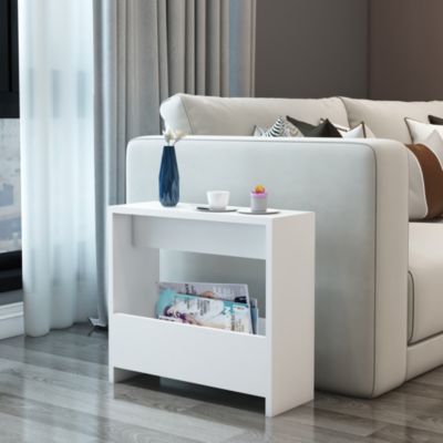 Table d'appoint Roedovre avec porte-revues 60 x 55 x 20 cm blanc en.casa
