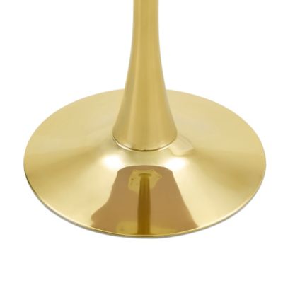 Table d'appoint ronde 60 cm en MDF noyer et métal doré