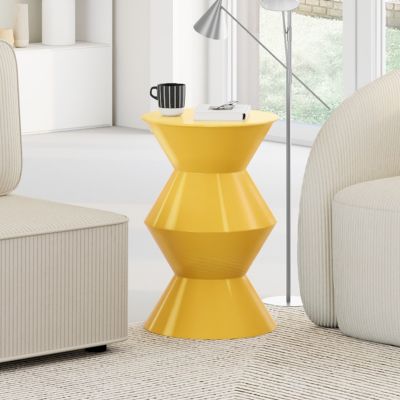 Table d'appoint ronde, bout de canapé, table de chevet IRENE 30 cm métal jaune foncé