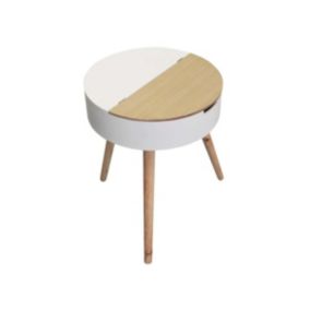Table d'appoint ronde coffre intégré Blanc