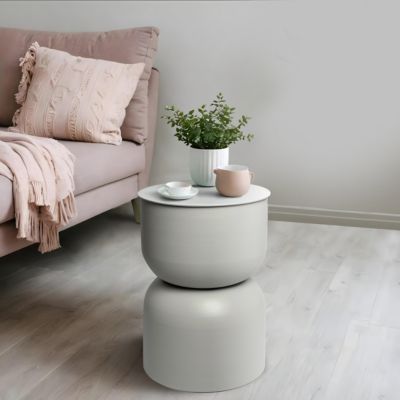 Table d'appoint ronde en métal blanc ⌀ 31 cm, Yuri