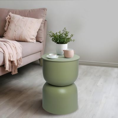 Table d'appoint ronde en métal vert sauge ⌀ 31 cm, Yuri