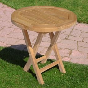 Table d'appoint ronde en teck 50cm LOMBOK - HAPPY GARDEN