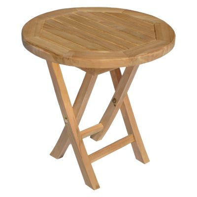 Table d'appoint ronde en teck massif 50cm LOMBOK - HAPPY GARDEN