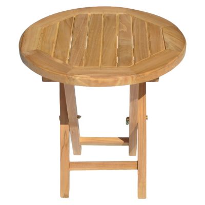 Table d'appoint ronde en teck massif 50cm LOMBOK - HAPPY GARDEN