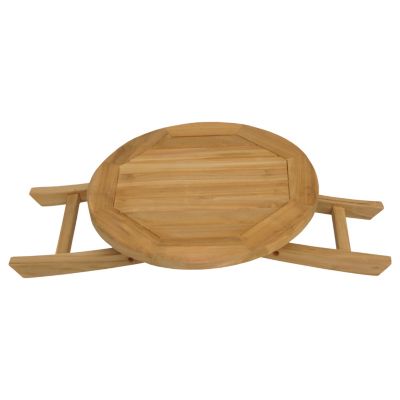 Table d'appoint ronde en teck massif 50cm LOMBOK - HAPPY GARDEN