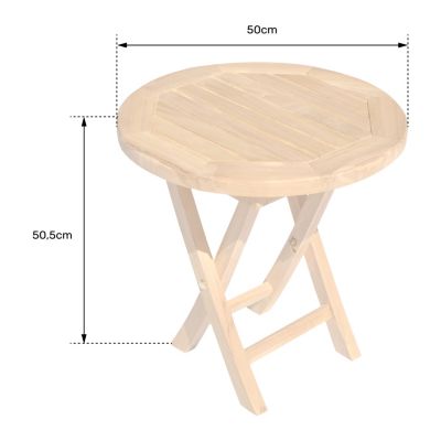 Table d'appoint ronde en teck massif 50cm LOMBOK - HAPPY GARDEN