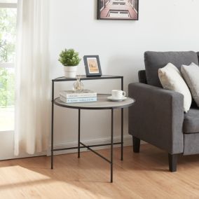 Table d'appoint ronde Fyresdal 68 x 62 cm noir effet chêne en.casa