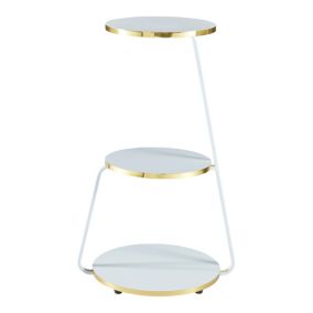 Table d'appoint Sipoo à 3 niveaux 74 x 46 x 37 cm blanc doré en.casa