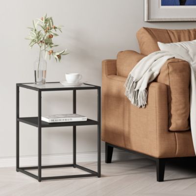 Table d'appoint Solund avec étagère 55 x 40 x 40 cm noir mat en.casa