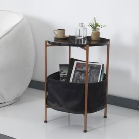 Table d'appoint Suonenjoki 59 x 47 cm marbre noir bronze noir en.casa
