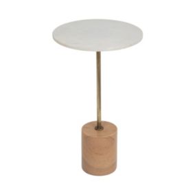 Table d'appoint Table à café en Marbre Blanc et Marbre Rose H 61 cm