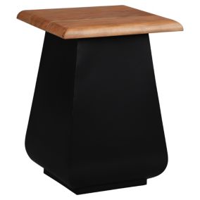 Table d'appoint tabouret à fleurs en métal bois d'acacia naturel/noir 30x45x30cm