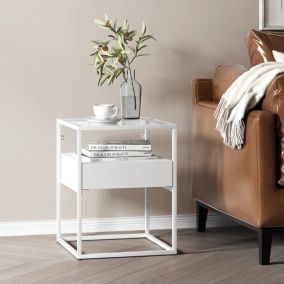 Table d'appoint Vissenbjerg 51 x 40 x 40 cm blanc mat en.casa