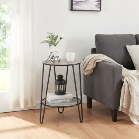 Table d'appoint Ylöjärvi 61 x 44 x 44 cm noir effet chêne en.casa
