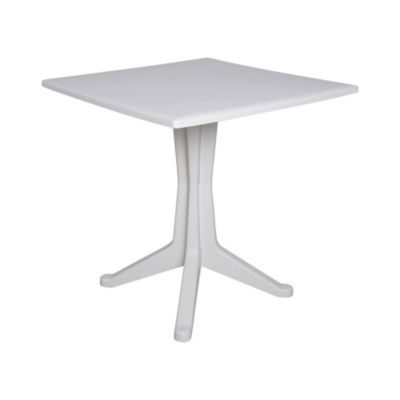 Table d'extérieur Agostini, Étagère carrée fixe, Table de jardin polyvalente, 100% Made in Italy, 70x70h72 cm, Blanc