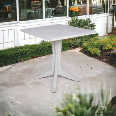 Table d'extérieur Agostini, Étagère carrée fixe, Table de jardin polyvalente, 100% Made in Italy, 70x70h72 cm, Blanc