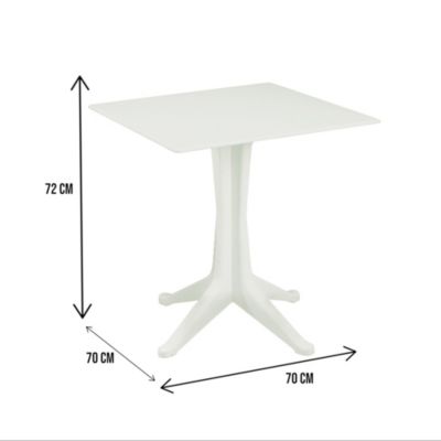 Table d'extérieur Agostini, Étagère carrée fixe, Table de jardin polyvalente, 100% Made in Italy, 70x70h72 cm, Blanc