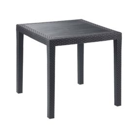 Table d'extérieur Agrigento, Table de jardin carrée, Etagère fixe effet rotin, 100% Made in Italy, 80x80h72 cm, Anthracite