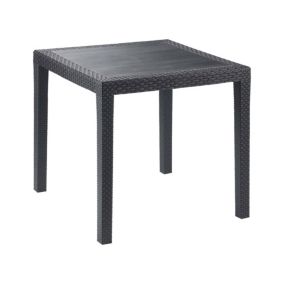 Table d'extérieur Daanan, Table de jardin carrée, Etagère fixe effet rotin, 100% Made in Italy, 80x80h72 cm, Anthracite