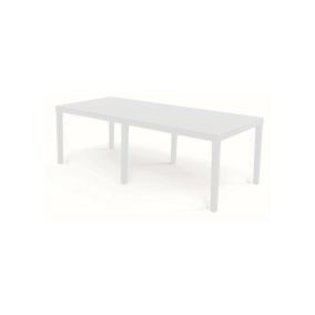 Table d'extérieur Dmica, Table à manger rectangulaire extensible, Table de jardin extensible, 150x90h72 cm, Blanc