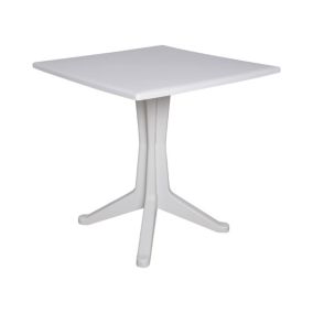 Table d'extérieur Dmondel, Etagere carrée fixe, Table de jardin polyvalente, 100% Made in Italy, 70x70h72 cm, Blanc