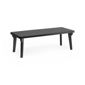 Table d'extérieur Mercurio, Etagère rectangulaire, Table de jardin ou de bar extensible, 160-220x90h74 cm , Anthracite