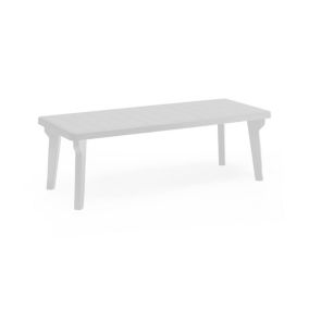 Table d'extérieur Mercurio, Etagère rectangulaire, Table de jardin ou de bar extensible, 160-220x90h74 cm, Blanc