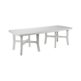 Table d'extérieur Messina, Etagere à manger extensible, Table de jardin rectangulaire polyvalente, 160x90h72 cm, Blanc