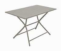 Table d'extérieur en aluminium L.70/110 x H.14cm gris crème