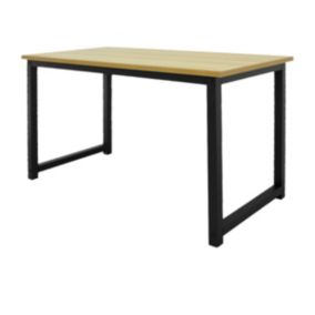 Table d'ordinateur bureau de travail MDF cadre en métal 120x60 cm érable noir