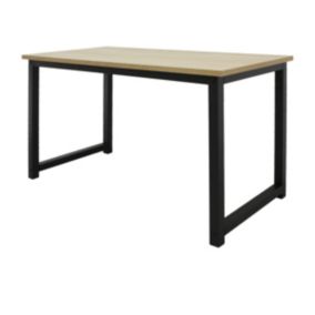 Table d'ordinateur bureau de travail MDF cadre en métal chêne noir 120 x 60 cm