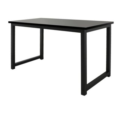 Table d'ordinateur bureau de travail noir panneau MDF cadre métal 120x60x75 cm