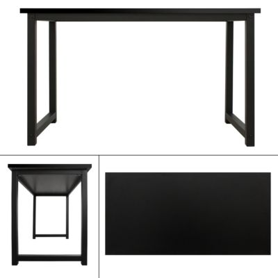 Table d'ordinateur bureau de travail noir panneau MDF cadre métal 120x60x75 cm