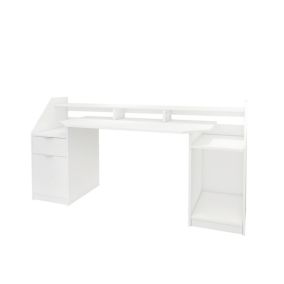 Table d'ordinateur bureau de travail PC en bois MDF blanc 179,8 x 90,6 x 55 cm