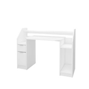 Table d'ordinateur bureau de travail PC tiroir porte espace de rangement blanc