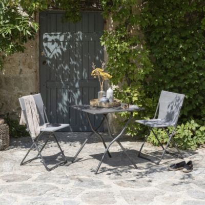 Table de balcon pliante Lafuma Balcony en acier gris titane L.64 x l.70 x H.73 cm