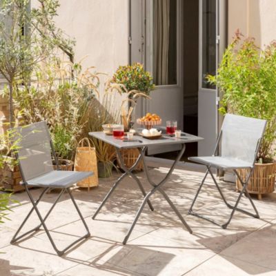 Table de balcon pliante Lafuma Balcony en acier gris titane L.64 x l.70 x H.73 cm