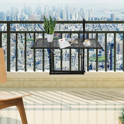 Table de Balcon Pliante Table de Balcon Réglable en Hauteur Table Suspendue en Fer à Accrocher avec Une Charge de 20 Kg