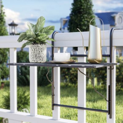 Table De Balcon Suspendue Rabattable Et Réglable - Gain De Place, Fixation Facile, Idéale Petits Espaces