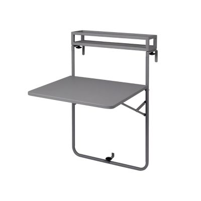 Table de balcon suspendue pliante en acier gris 70 x 60 cm 2 personnes GoodHome Saba